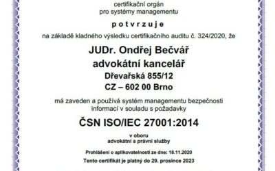 Ochrana informací v naší advokátní kanceláři